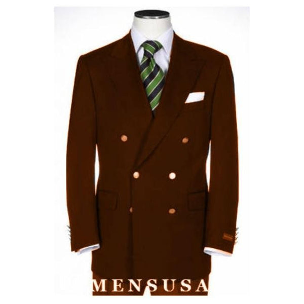 Mens Double Breastes Blazer Wool Feel Poly Rayon Fabric Sport Brown