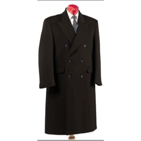 Mens Charcoal Grey Full Length Wool Overcoat