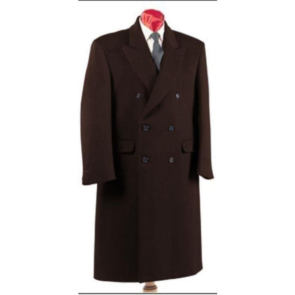 Mens Dark Burgundy Full Length Wool Overcoat