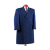 Mens Navy Blue Full Length Double Breasted Wool Overcoat
