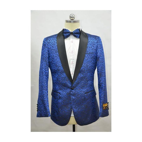 Royal and Black two toned paisley floral blazer