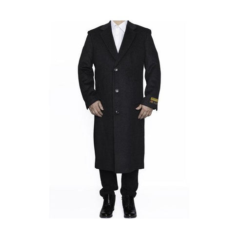 Mens Charcoal Big And Tall Trench Coat Overcoat / Raincoat