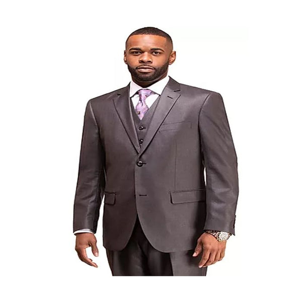 Mens Single Breasted 2 Button Charcoal Notch Lapel Suit