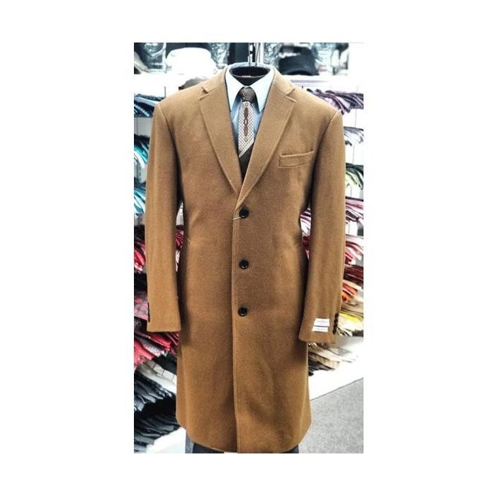 Light brown Men's Overcoat - Long Brown Coat -Brown Top coat – OvercoatUSA