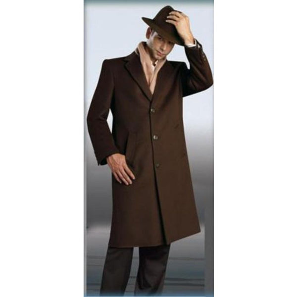 Long Men's Dress Topcoat Brown Topcoat - Mens Dark Brown Overcoat