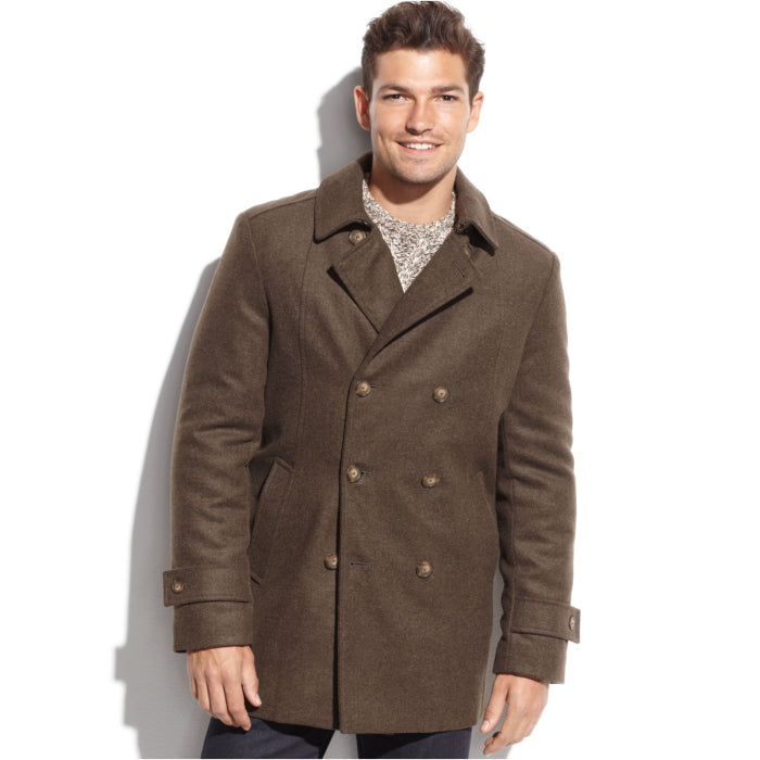 Mens Olive Green Peacoat – OvercoatUSA