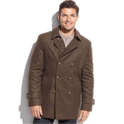 Mens Olive Green Peacoat