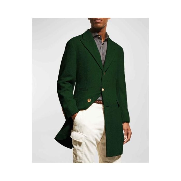 Mens Carcoat - Dark Green Three Quarter Peak Lapel Topcoat Dark Green / Coat Size 38 Mens Carcoat - Dark Green Three Quarter Peak Lapel Topcoat Dark Green / Coat Size 38