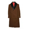 Mens Dress Coat Brown Removable Fur Collar Wool Full Length Overcoat