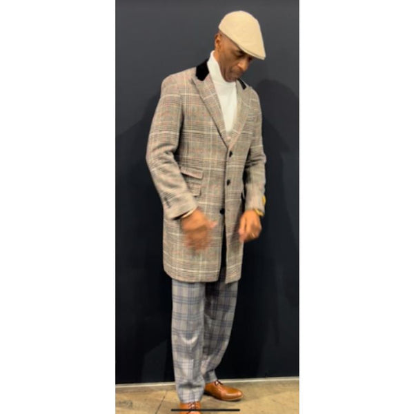 Men's Wool Car Coat - Beige Driver Coat