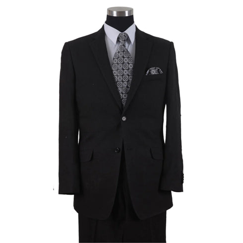 Mens 2 Button 100% Linen Suit with Elbow Patches in Black