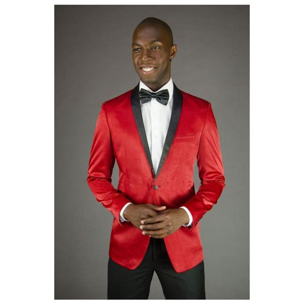 Mens Red Two Button Peak Lapel Blazer Jacket Sport Coat