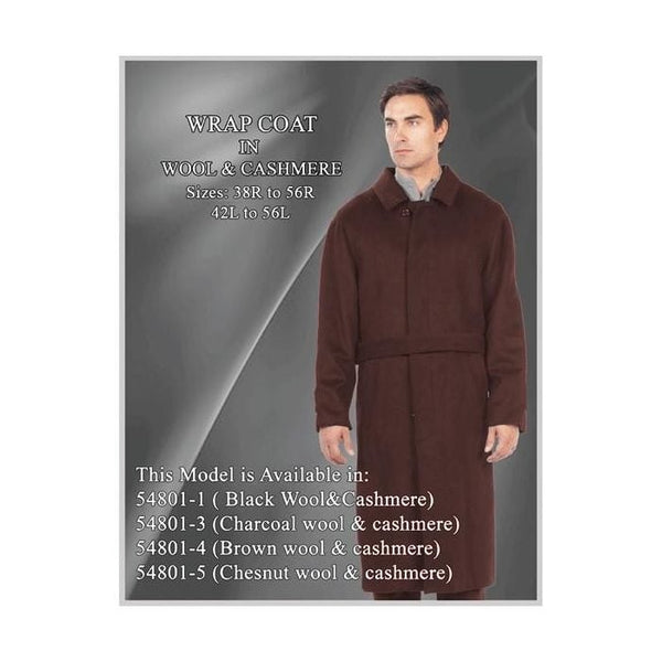 Mens Belted Full Length Brown coat - Long Brown Coat - Dark Brown Top coat