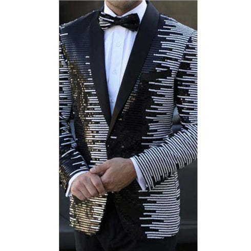 Mens Black and White Dinner Jacket - Mens Evening jackets - Tuxedo Dinner Jacket