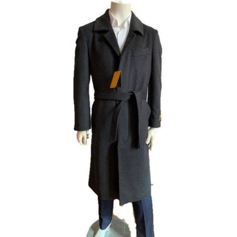 Mens Very Dark Grey Almost Black Overcoat - Full Length Topcoat - Wool Coat