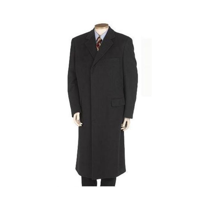 Men's Solid Black Overcoat Wool Blend 3 Button Hidden buttons – OvercoatUSA