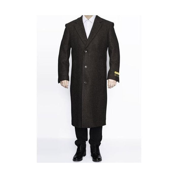 Mens Brown Trench Overcoat - Big and Tall Brown Coat - Dark Brown Top coat