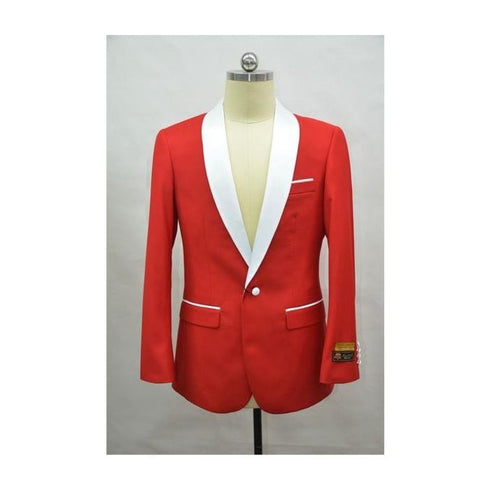 Mens Red and White Dinner Jacket Blazer