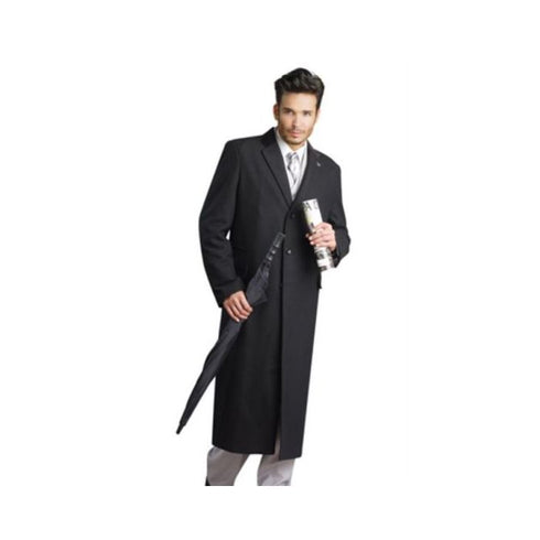 Black Full-Length stylish high quality fabric Men?ås Overcoat