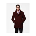 Mens Dark Burgundy Peacoat Slim Fit Fitted Wool Peacoat