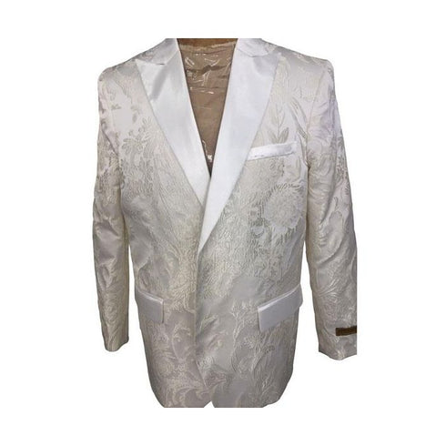 Mens Double Breasted White and Silver Blazer