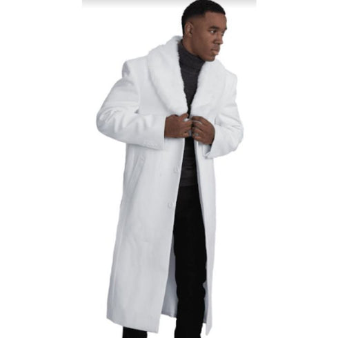 Mens Offwhite full length wool overcoat -Full length Mens Topcoat - Full length coat