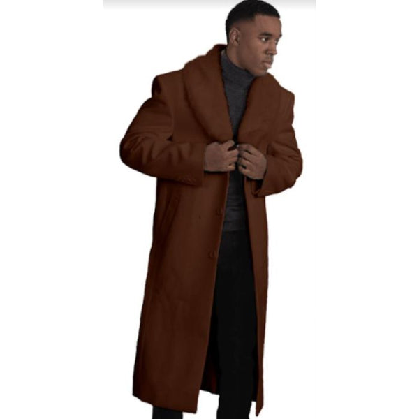 Men's Wool Car Coat - Dark brown Driver Coat