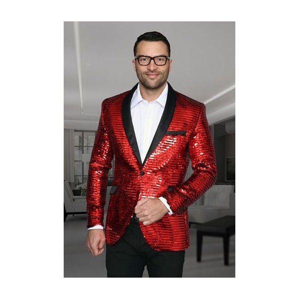 Mens Paisley Blazer Slim Fit Red Sport Coat