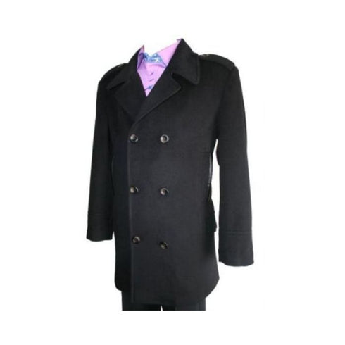 Mens Peacoat 3xl - Mens Peacoat xxl - black long Peacoat