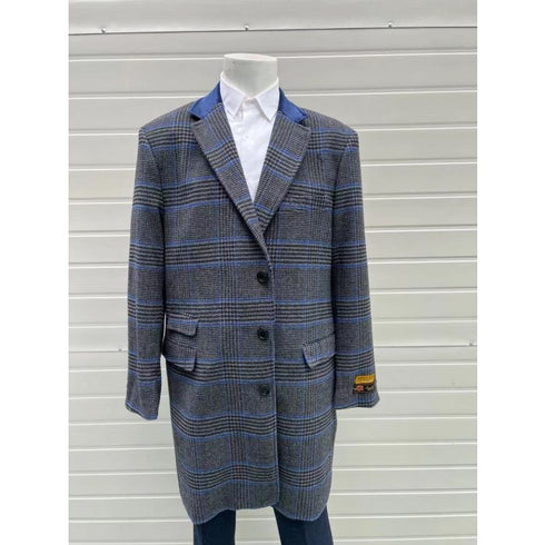 Mens Plaid Wool Charcoal Coat