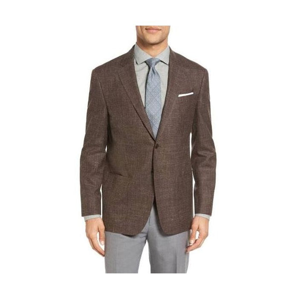 MANTONI MEN'S BROWN TWO BUTTON WOOL SPORT COAT