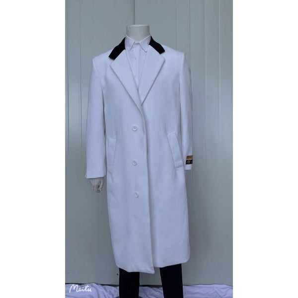 Mens White Wool and Cashmere Overcoat