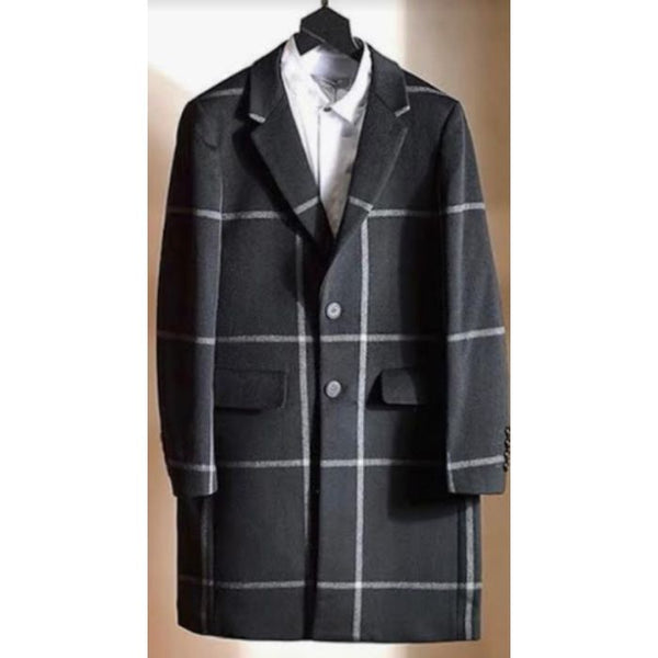 Men's Wool Car Coat - Dark Gray Driver Coat