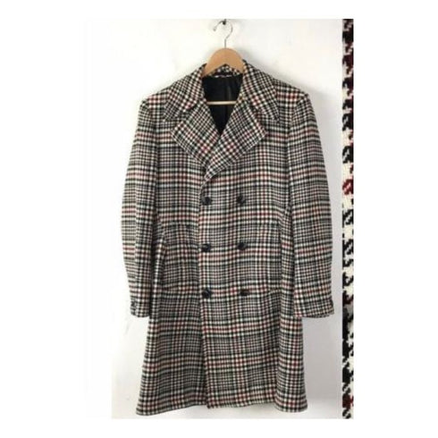 Men's Wool Car Coat - "Black/White" Driver Coat