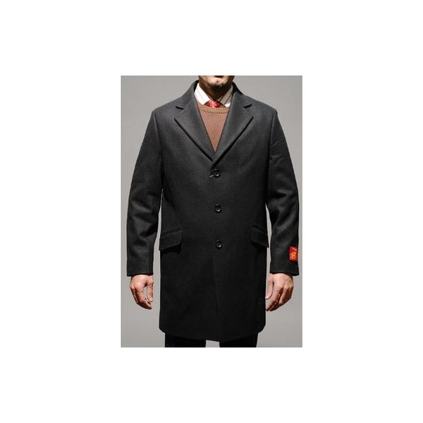 LINED CHARCOAL GREY WOOL & CASHMERE CAR COAT