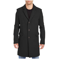 Mens Black Wool Car Coat