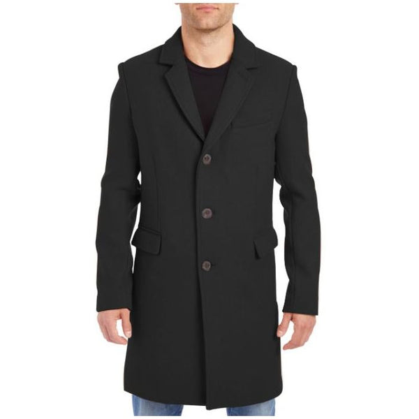 Mens Black Wool Car Coat