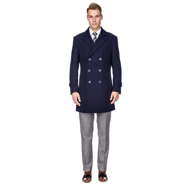 Mens Navy Blue Double Breasted Peacoat