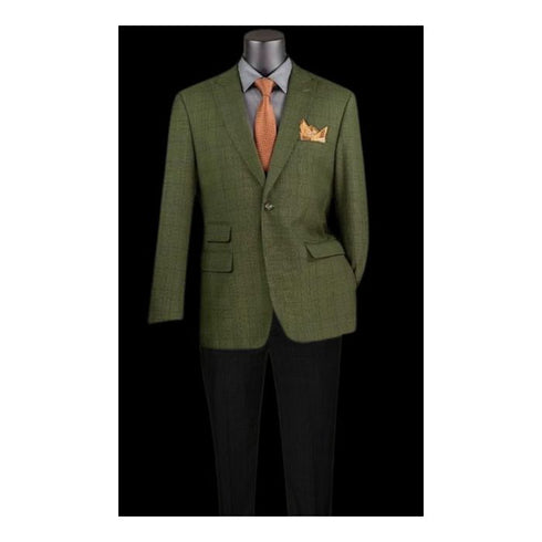 Olive Plaid Blazer - Mens Olive Windowpane Sportcoat