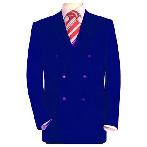 Mens High Quality Royal Blue Double Breasted Blazer With Peak Lapels