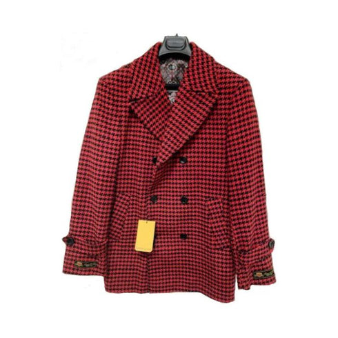 Red Men's Wool Car Coat - Driver Coat