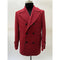 Mens Plaid Overcoat - Hounstooth Checker Pattern Topcoat - Red