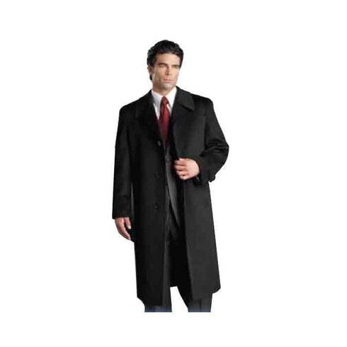 Men's Cashmere Single Breasted Dress Coat Three Quarter Topcoat Notch Lapel - Mens Topcoat - Wool Top Coat