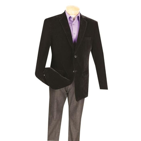 Black Big And Tall Velvet Blazer / Sport Coat