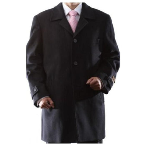 Single Breasted Black 3 quarter Length Luxury Wool Cashmere Topcoat