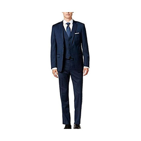 Alberto Nardoni Two Button Midnight Blue Rayon Slim Fit Suit