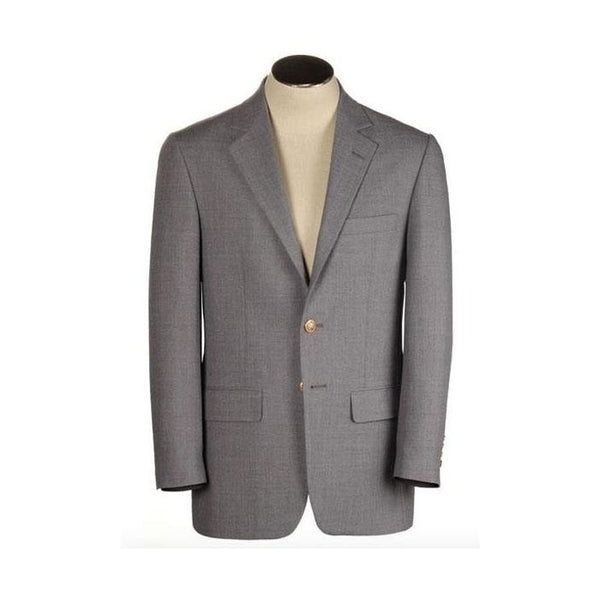 Mens single breasted brass button poly wool blend grey travel blazer