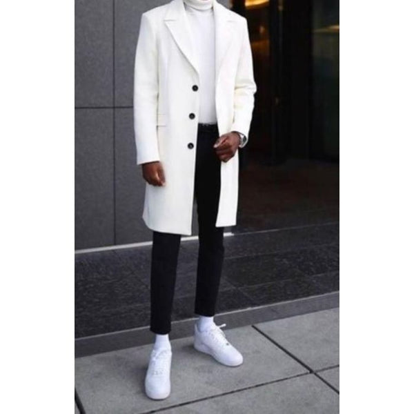 White Overcoat Mens Premium Fashion Outerwear OvercoatUSA