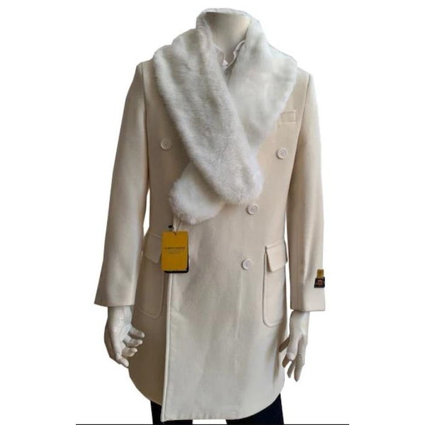 White Wool Peacoat - Mens White Peacoat double breasted coat