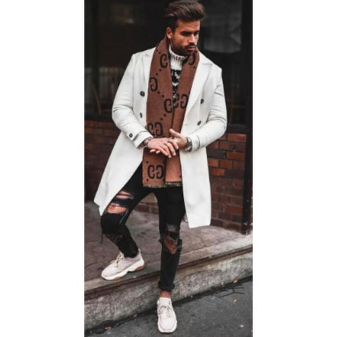 White Wool Peacoat - Mens White topcoat for men